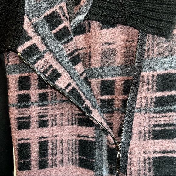 Dolcezza by Michael Phillips Shawl Collar Moto Jacket Sweater in Pink Black Sz S - Picture 5 of 10